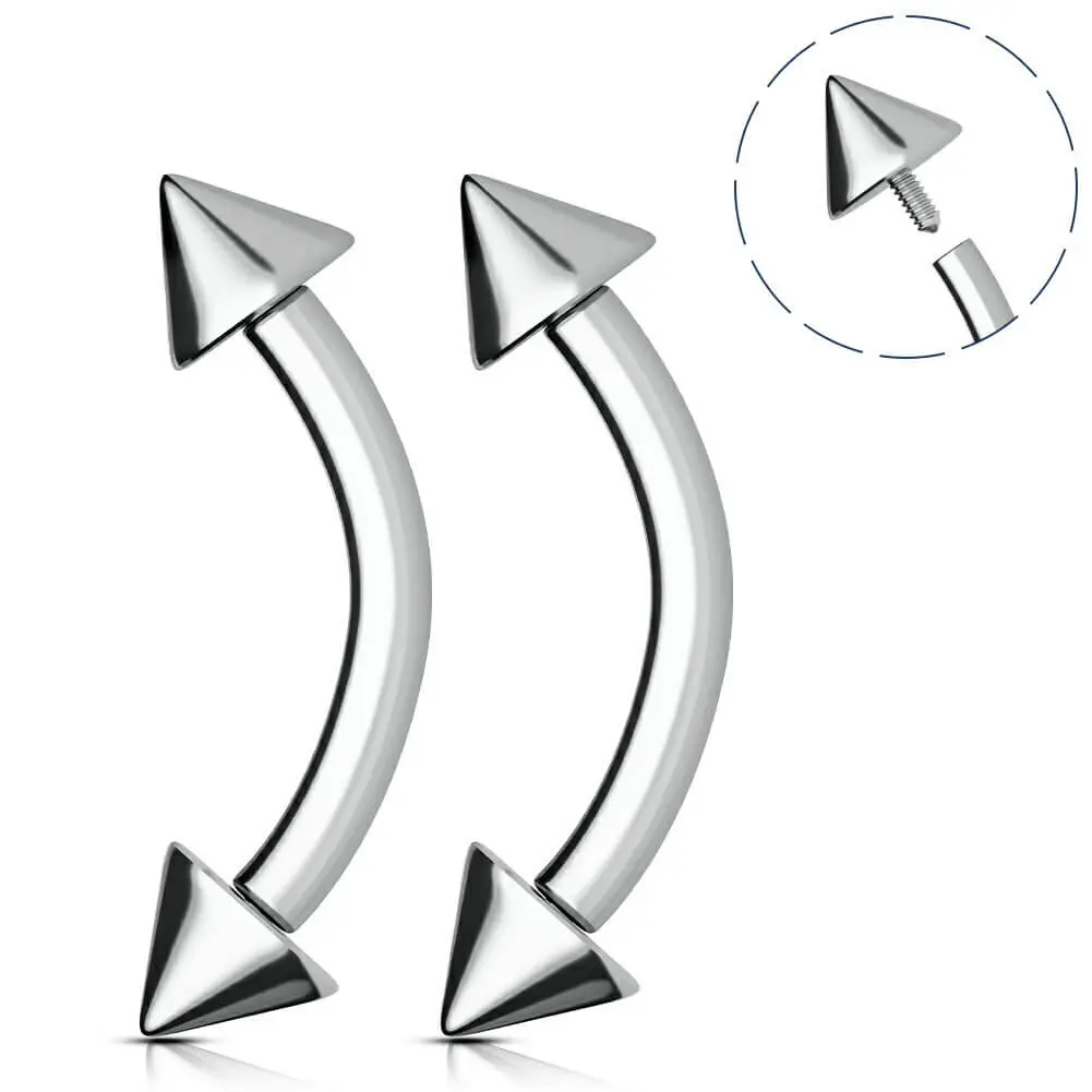 Oufer 2PCS 16G Implant Grade Titanium Internally Threaded Spike Eyebrow Rook Rings