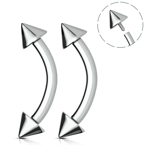 Oufer 2PCS 16G Implant Grade Titanium Internally Threaded Spike Eyebrow Rook Rings