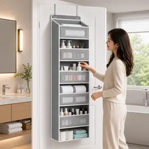 Breathable Fabric Hanging Door Organizer, Multi Pocket Over Door Storage Organizer for Baby Essentials, Toys and Household Sundries,Universal Fit Behind Door Storage Organizer kitchen gadget clearance large side makeup cosmetic kg capacity rack
