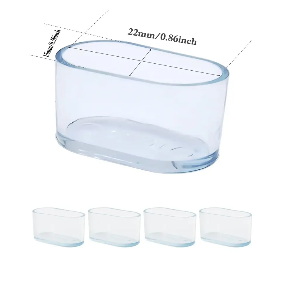 12-4Pc Nonslip Oval Chair Leg Caps,Black Clear Furniture Pad,Scratch Proof Floor Protectors for Table Chair Leg,Furniture Guard NONE