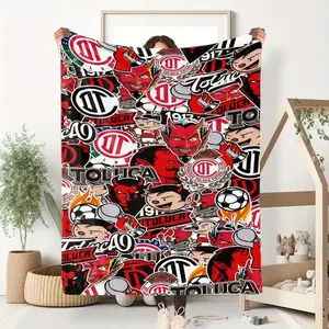 Toluca Anime Themed Flannel Blanket - Soft and Comfortable Digital Print, Suitable for All Seasons, Multifunctional Nap Blanket, Creative Pattern Warm Companion, Ideal Gift for Birthdays and Friends
