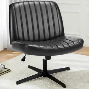 Cross-Legged Armless Swivel Chair, wheel-free compact seat for home office desk corners.