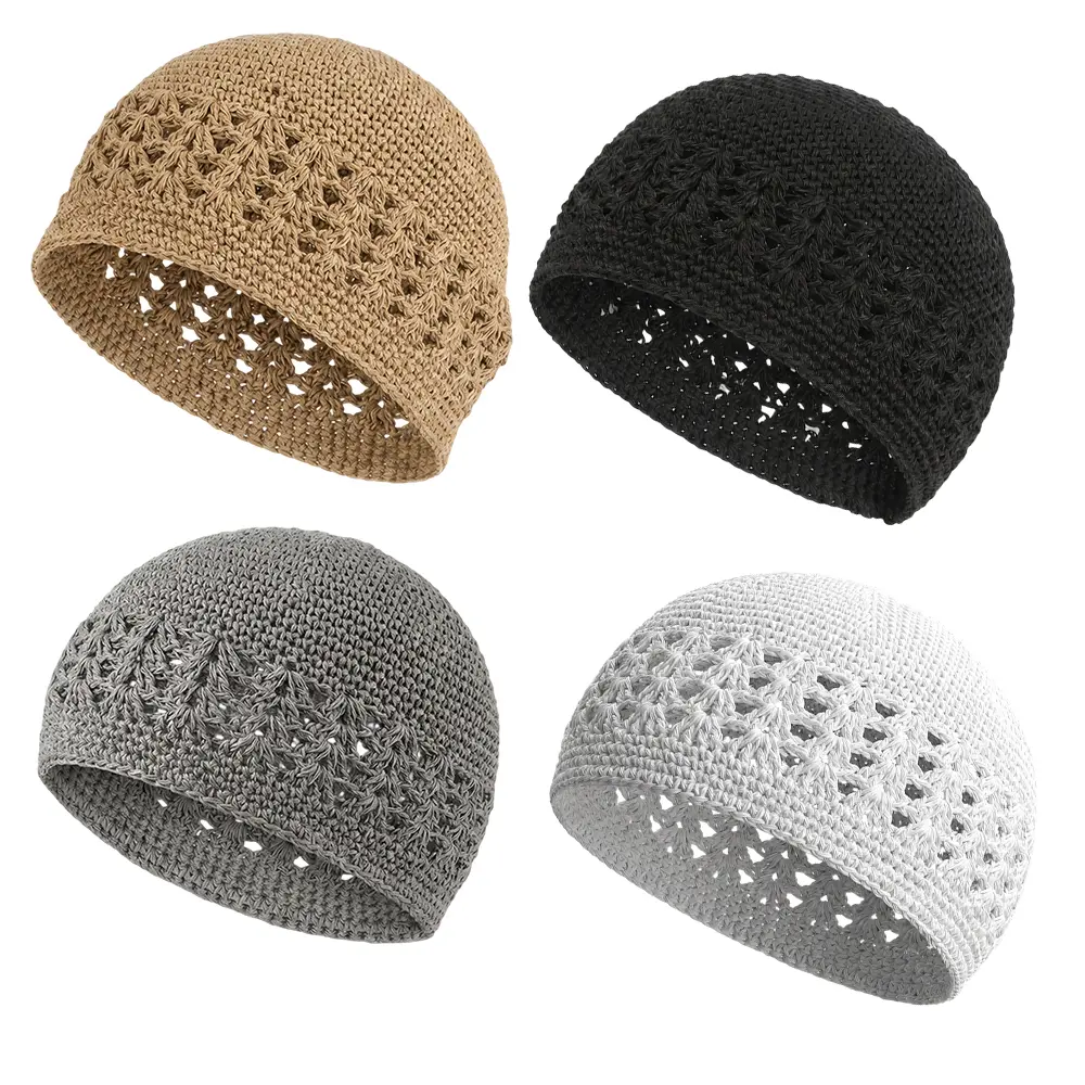 4Pcs Knit Kufi Hats Crochet Beanie Skull Caps Solid Colors Knit Cap Stretchy Knitted Crochet Hat for Men Women Teens - Home Improvement.