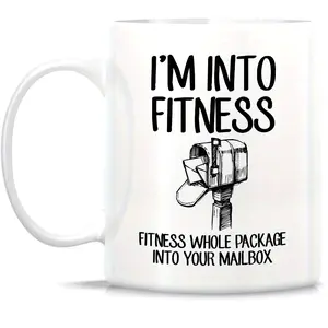 11oz Ceramic Coffee Mug - Funny "I'm Into Fitness Mailbox" Sarcastic Gift for Postal Workers, Postman, Mailman - Insulated Hand Wash Only Cup for Office, Camping, Birthdays (Coworker, Dad, Mom), Coffee Gifts