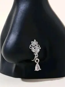 Crown Swan Teardrop Pendant Nose Clip, No Piercing C-Type Nose Jewelry, Unisex Casual Heart Pattern, Copper Material, All Seasons, Nose Ring Jewelry
