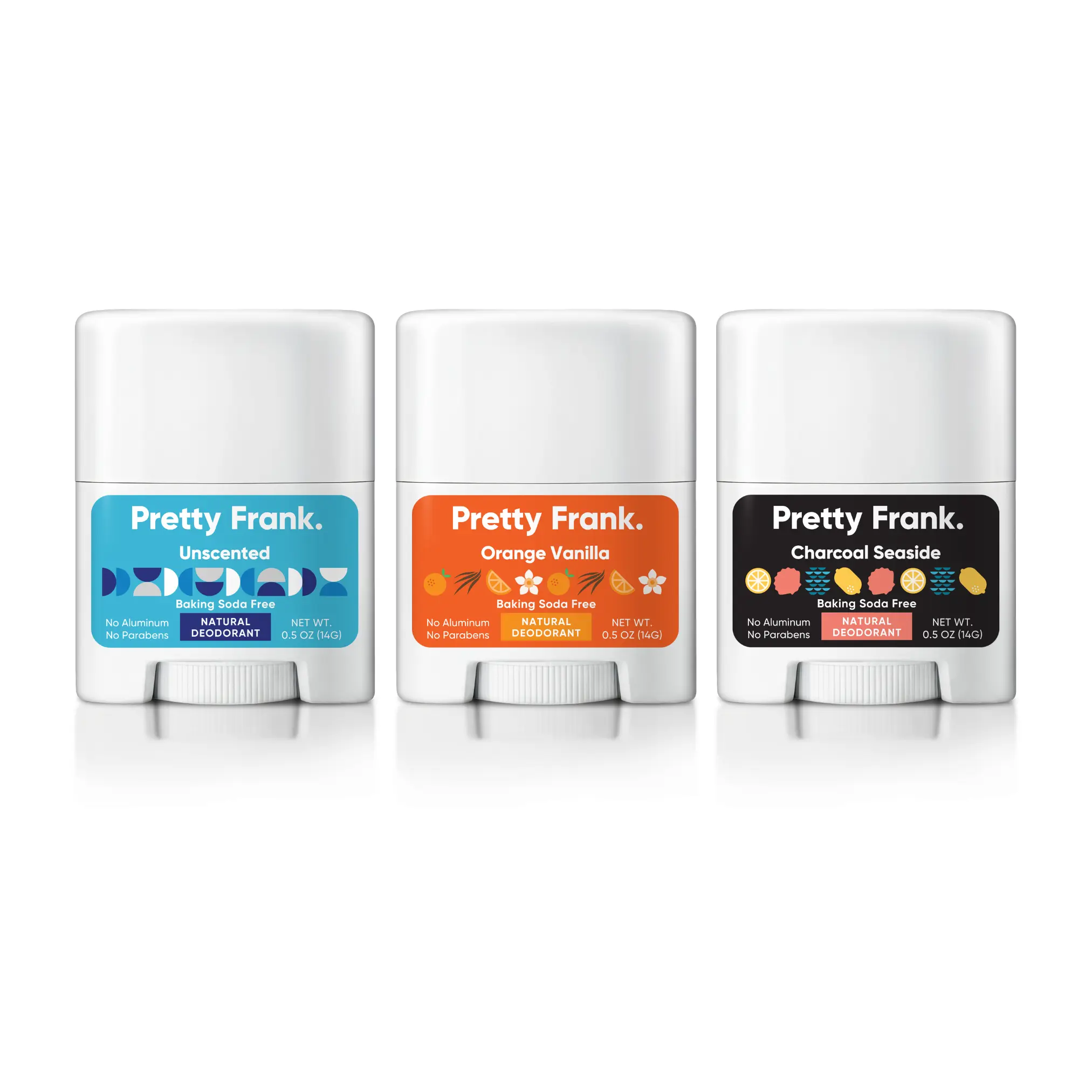 Pretty Frank Natural Deodorant Mini 3-Pack | Baking Soda Free | Aluminum Free