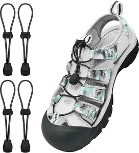 Elastic Buckle No-Tie Round Shoelaces, 2 Pairs Footwear Replacement Laces, Suitable for Sandals (For Adults)