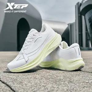 Xtep  2000KM+ Running Shoes with X-Dynamic Foam Technology White & Yellow Sole Sports Sneakers Breathable Cushioning