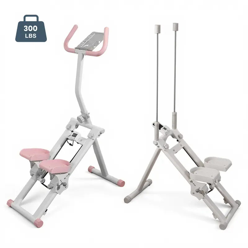 KYOUBY Vertical Climber Stair Climber Steppers for Home Gym, Sturdy 300lb Capacity Steel Frame, Low-Noise Quiet Use, 3 Customizable Adjustable Angles, Adjustable Bicycle Handle, Built-In Progress Tracker for Comfortable Exercise Experience