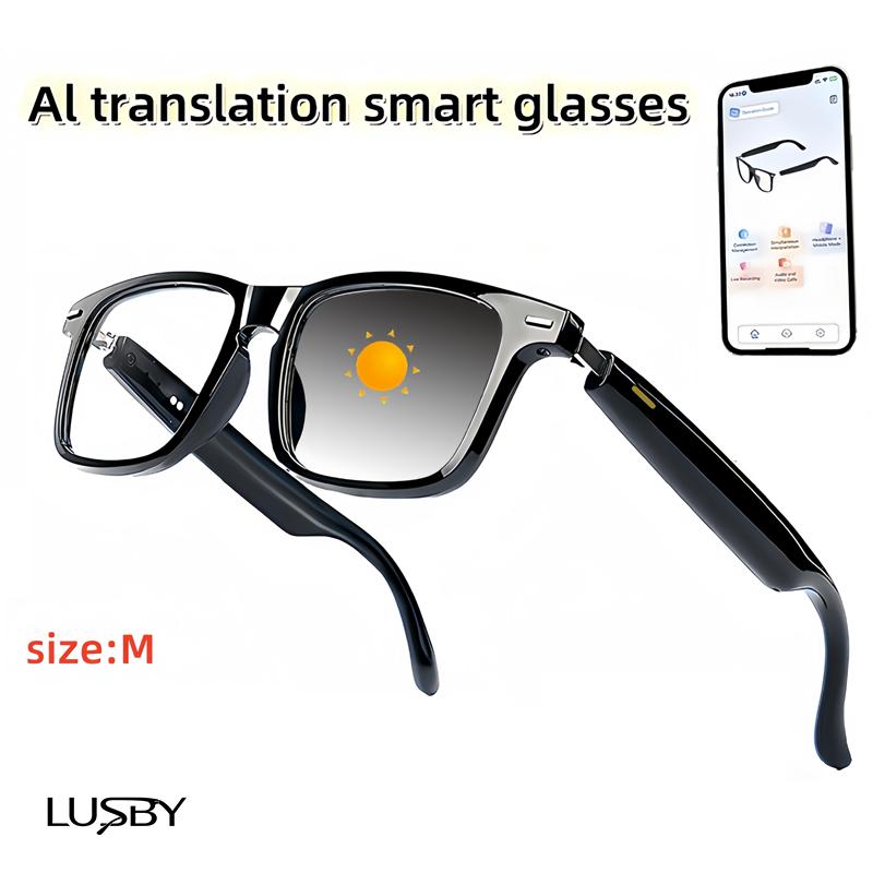 AI Interpretation Smart Glasses,160 Languages, Chat GPT,Audio Glasses for Men And Women,Microphone And Speaker, HD Voice Calls And HIFI Music Quality,Hands-Free Calling,Color Changing Lens, Suitable for  Riding,Driving,Travel,Easter gift