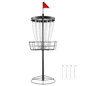 Father's Day Gift VEVOR Disc Golf Basket, 24-Chains Portable Disc Golf Target Hole, Heavy Duty Steel Practice Disc Golf Target, Indoor & Outdoor Disc Golf Course Basket, Disc Golf Basket Stand Equipment, Black
