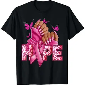 100% Cotton Hope - Breast Cancer Awareness Pink Nail Pink Ribbon Woman T-Shirt