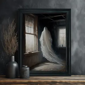 Haunting Vintage Frame Canvas Painting - Abandoned House Art Poster Print for Living Room Wall Decor, Gothic Victorian Dark Academia Theme, Perfect for Christmas, Halloween, New Year, Birthday, Beach Party