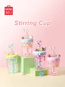 MINISO SR HK Straw Mixing Cup, Cute High-value Drinking Mug for Girls, Portable Cartoon Blender Tumbler with Straw, Reusable Daily Water Cup, Ideal for Home Office School Outdoor Travel and Casual Beverage Use#SummerVibes