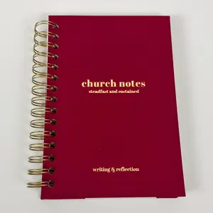 Church Notes Journal - Cranberry Red Linen by Steadfast and Sustained - Christian Sermon Notebook to Write Verses, Key Points, Notes, and Apply the Message - Men or Women Gift Idea