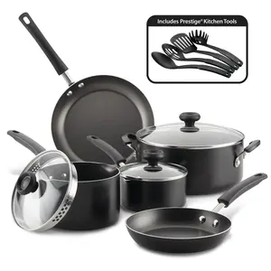 Easy Clean 12 Piece Nonstick Cookware Set with Sturdy Handles & Hanging Loops Includes Prestige Kitchen Tools Durable Construction