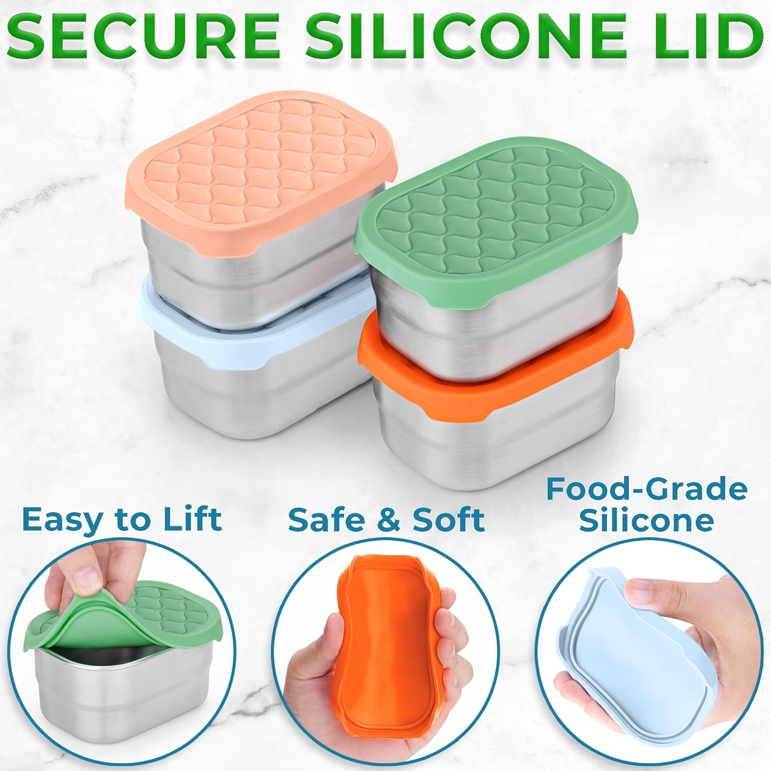 Everusely - Stainless Steel Snack Containers - 8 oz / 230 ml, 4-Pack, Flavorful - Leakproof Food Storage Boxes + Lids for Travel - Reusable Containers for Adults - Small Boxes for Portion Control Everusely - Stainless Steel Snack Containers - 8 oz / 230 ml, 4-Pack, Flavorful - Leakproof Food Storage Boxes + Lids for Travel - Reusable Containers for Adults - Small Boxes for Portion Control