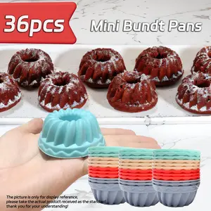 Silicone Mini Bundt Cake Pan, 36pcs/set Non-stick Baking Mold, Easy To Release Baking Mold for Cake, Jelly, Candy, Silicone Molds, Kitchen Accessories, Baking Supplies