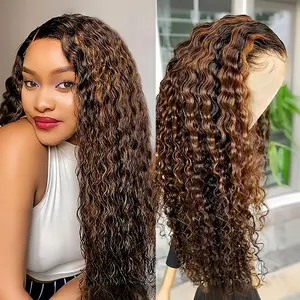 13x6 Deep Wave Lace Front Wigs Human Hair 1b/27 Ombre Blonde Lace Front Wig Human Hair Pre Plucked 13x6 HD Lace Frontal Curly Human Hair Glueless Wig for Women