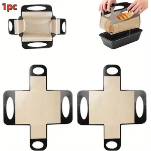 1pc Reusable Silicone Bread Pan Liner, Food-Grade Loaf Sling & Riser, Nonstick and Easy-To-Clean, Dough Transfer Tool with 4 Handles