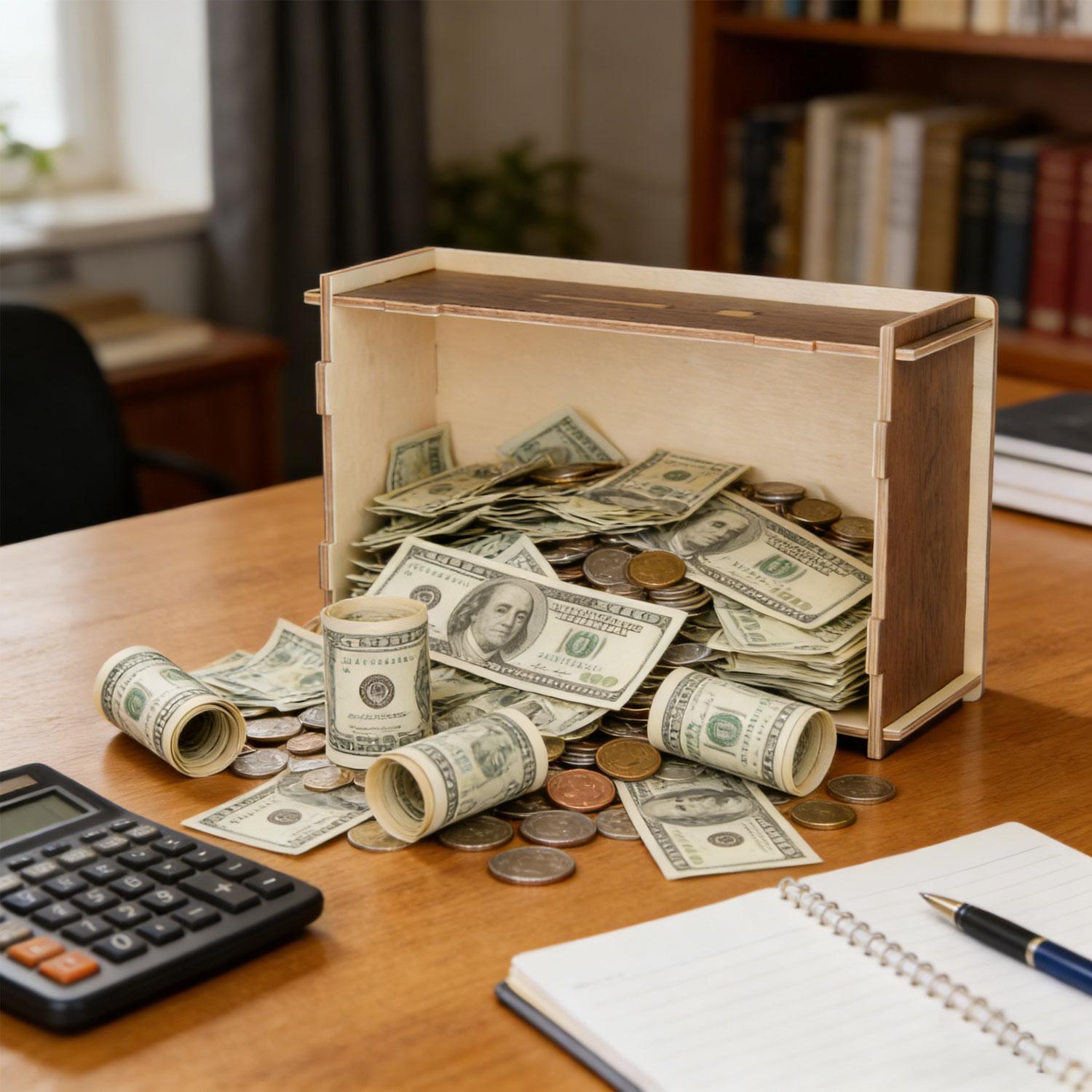 10,000 US dollars savings challenge box, self-disciplinemachine, DIY decoration box, equipped with various printed stickers, the best gift choice, Mother's Day gift budget savings machine, Children's Day gift