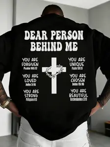 Men's Oversized 'Dear Person Behind Me' T-Shirt | Retro Groovy Font & Crown of Thorns Cross Graphic | Trendy Christian Streetwear | Perfect for Faith Expression & Urban Style | Premium Cotton Crewneck with Bible Verses
