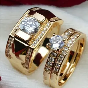 Fashionable Couple Rings, Zirconia Gemstone Couple Rings, Engagement Rings, Cross-Border Jewelry Accessories for Men and Women
