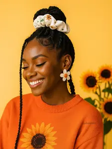 Autumn Petal Bloom | Headband + Scrunchie Duo – Soft Twist Headband with Matching Scrunchie, Handmade Hair Accessories Gift Set for Women