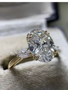 1 Pc Elegant Cubic Zirconia Solitaire Ring For Women For Wedding Engagement Anniversary Party Jewelry Valentine's Day Gift