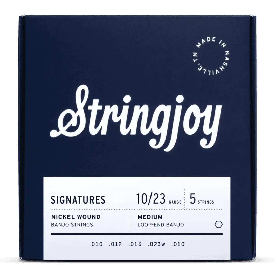 Stringjoy 5-String Nickel Wound Banjo Strings, 10-23 Medium Gauge Signatures, Loop-End, Powerful Balanced Sound, Rich Full-Bodied Tone for Stage Performances