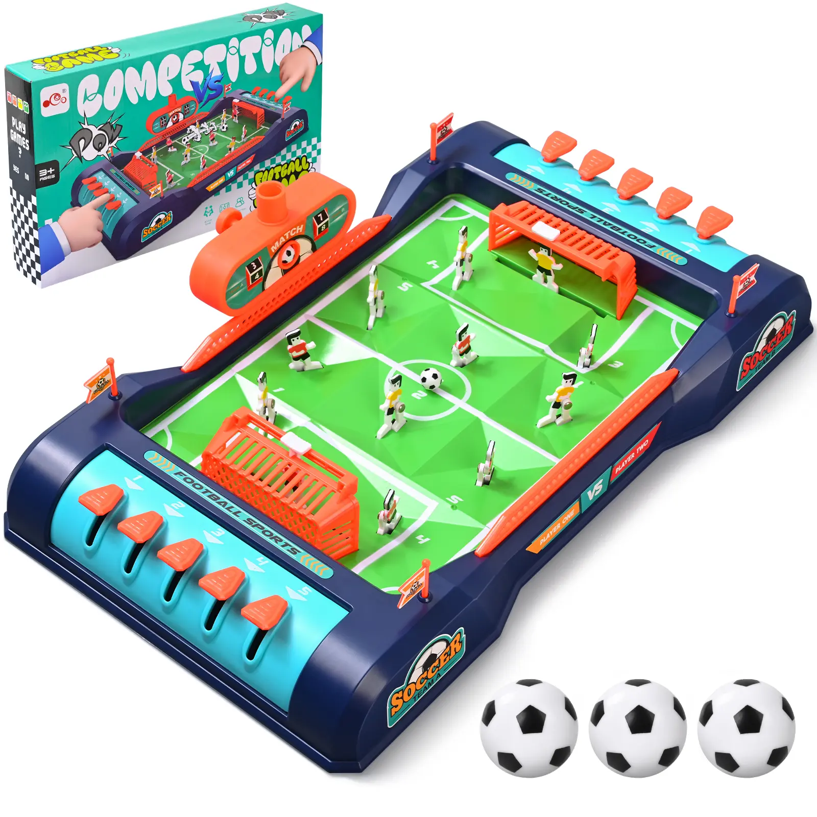 Summerwins Kids' Mini Metal Table Football Field Game - 2-Player, 3 Footballs, Non-Slip Handles, Unisex Sports Toy for 12+ Years Boys/Teens, Parent-Child Interactive Gift for Children Development, 12 Years Above