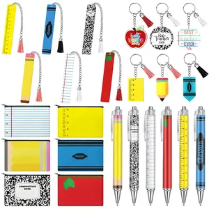 Appreciation Gift Sets Bulk for Women, Thank You Favors Stationery Set with Ballpoint Pen Makeup Bag Bookmark for Teacher Employee Coworker Staff Student Back to School Graduation Teacher's Day Gifts Office Supplies  Diy Acrylic Keychain Boho Handmade