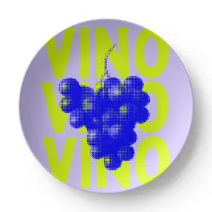 Vino Decorative Plate Kitchen Decor Italian Wine Art Plate Modern Food Illustration Plate, Wall Plate, Cool Girl Gift, Cool Girl Aesthetic