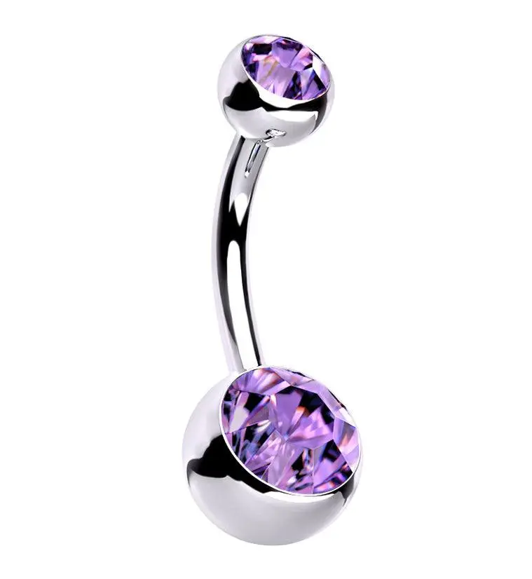 Tanzanite CZ Internally Threaded Titanium Belly Button Ring