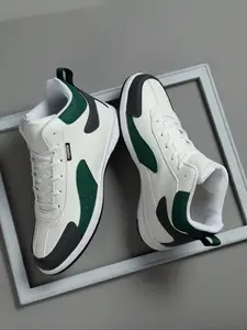 Men's Fashionable Lace Up High Top Sneakers, Casual Comfortable Breathable Sports Running Shoes, Casual Running Footwear, Athletic Shoes, Male All-match Round Toe Shoes for Daily Wear, Closed