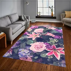 Colorful Flowers ,Fan Carpet Non Slip Floor Carpet,Teen'S Rug,Area Rug Halloween Gift For Family, Cute Gift Non-Slip Floor Carpet, Decoration Mat for home Living Room Bedroom, Room Decor, Home Decor