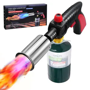 Powerful propane torch, kitchen torch with adjustable flame, blowtorch, suitable for grilling, searing, camping, and lighting charcoal; gas welding kit (gas cylinder not included)
