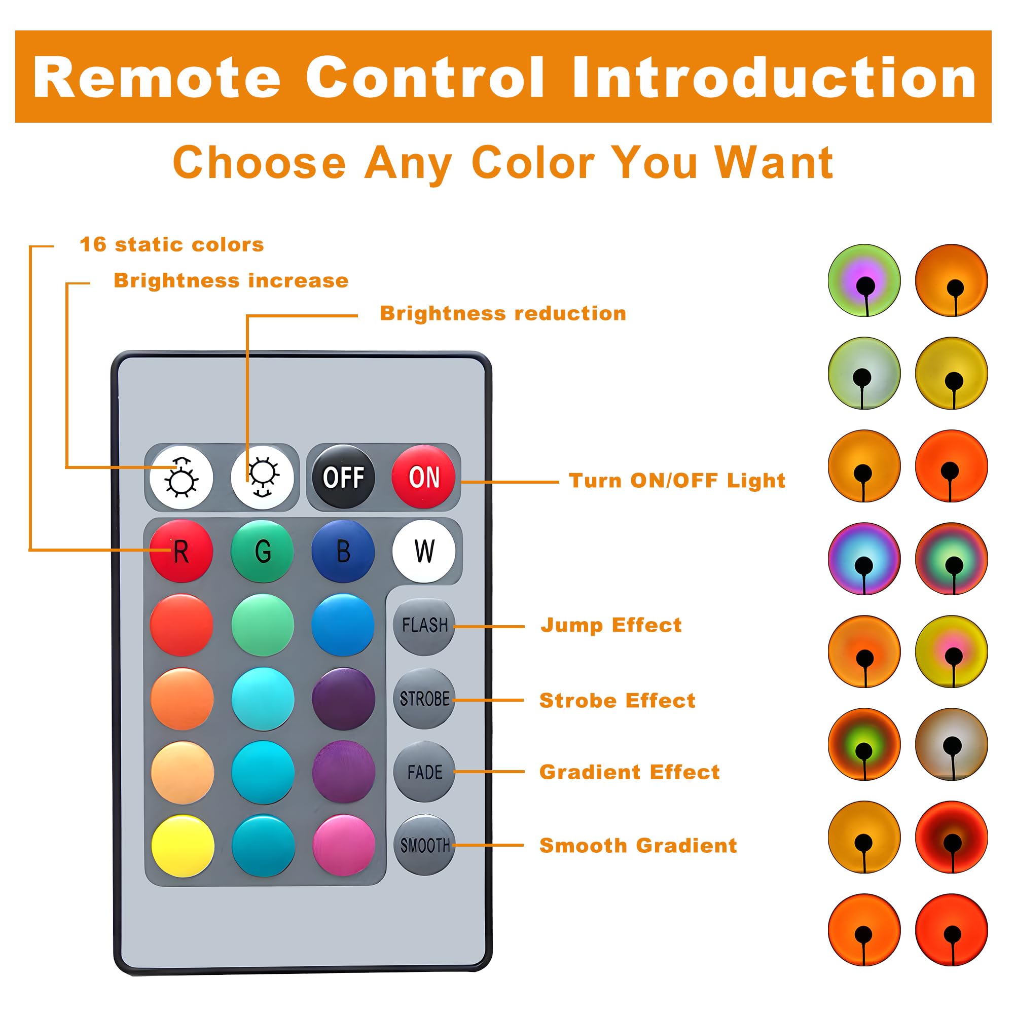 "Sunset Lamp Projector, Rainbow Projection Led Lights with Remote,  Multicolor Changing LED Night Light, Sunlight Light for Photography Selfie Party, Home Bedroom Decor Xmas Gifts for Women "