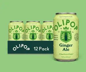 OLIPOP Ginger Ale Prebiotic Soda – Low Sugar Ginger Sparkling Drink (Pack of 12)