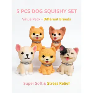 5 random packs Cute Pomeranian Dog Squishy Stress Relief Toy, Super Soft Slow Rising Squeeze Toy, Kawaii Animal Fidget Toy for Kids Adults, Anxiety Relief, Birthday Gift
