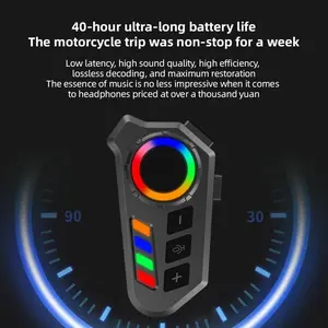MOKATA 2026 Zinc Alloy Motorcycle Helmet Bluetooth Headset  | 40 Hours Battery Life | IP65 Waterproof | RGB Colorful Lighting Effects | AI Voice Assistant bluetooth-compatible Motorbike