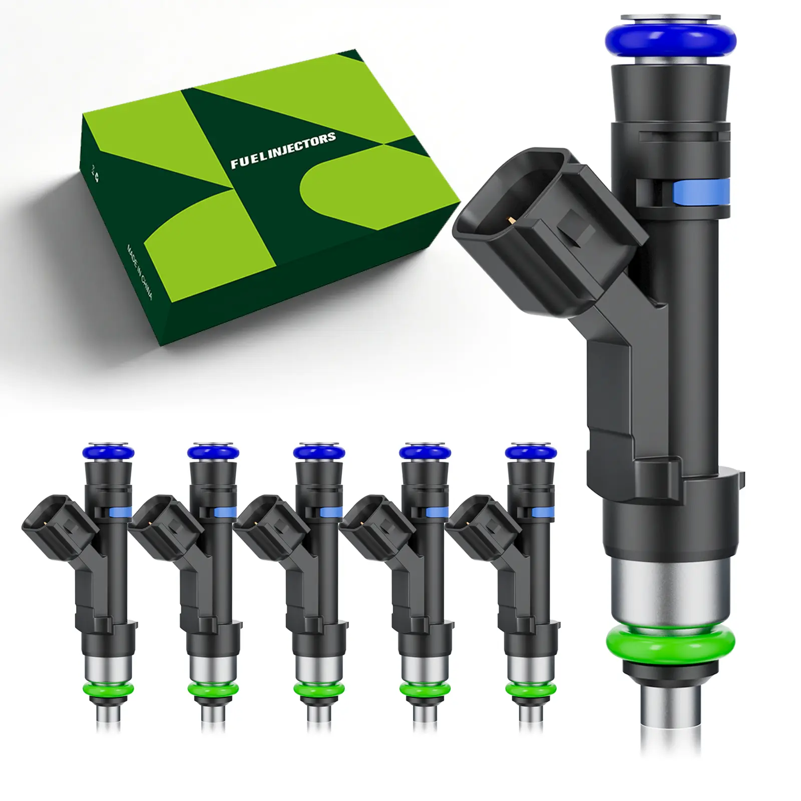 (6pcs) 4-Hole Type Fuel Injectors with Plastic O-Rings, 100% New 3.7L V6 Engine Parts for Jeep Models, Ram 1500, Dakota, #0280158020 (Optimal Spray Fuel Atomization), 53032701Aa