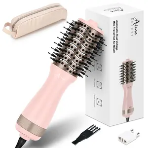 Aima Beauty Mini Travel Hair Dryer Brush Auto Dual Voltage Blow Dryer Brush Hot Air Brush with Oval Barrel 360°Hot Airflow,Negative Ionic Frizz-Free Thermal Brush Detangle/Voluming/Drying/Straightening