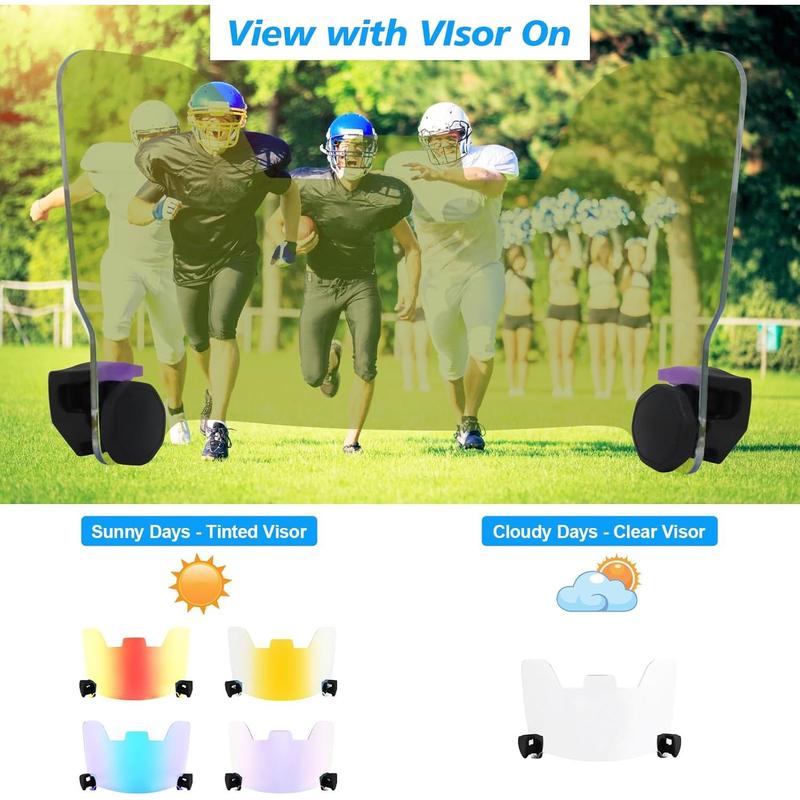 Clear football visor for adults youth eye shield with easy install football visor clips for helmet protection