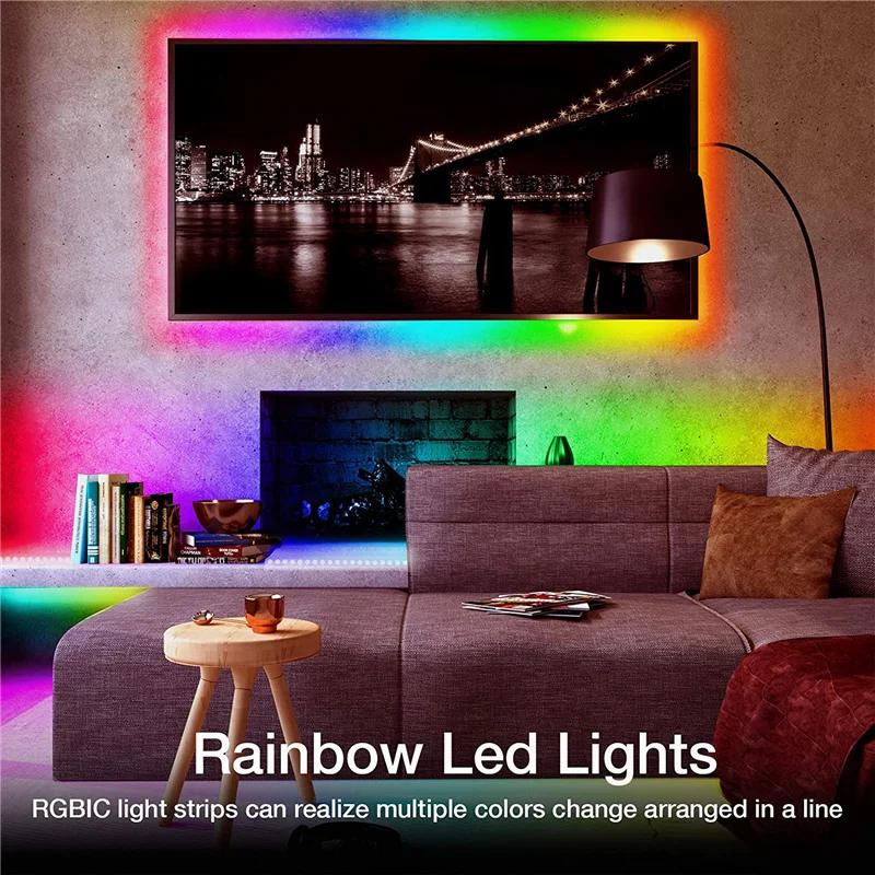 RGBIC Bluetooth Neon LED Strip Lights 5V 5M Waterproof Flex Ribbon Tape for Room Wall Decor with Easy Bluetooth Control and Flexible Design