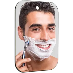 SHATTER MIRROS Shaving Mirror, Unbreakable Shower Mirrors, (Small,6 ihes x 4 ihes) Bathroom Handheld Mirror for Men and Women Portable Camping Travel Mirrors,Frameless Handheld for Makeup