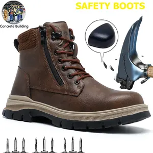 Men's Safety Work Boots Anti-Smash Anti-Puncture Protective Footwear Water Resistant Lightweight & Comfortable Impact Resistant Industrial Work Shoes for Construction & Outdoor Use