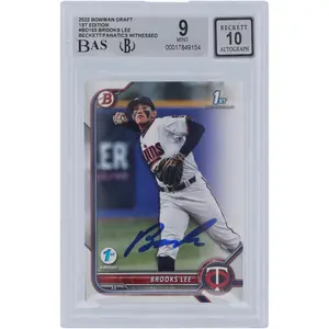 Brooks Lee Minnesota Twins Autographed 2022 Bowman Draft 1st Edition #BD-153 Beckett Fanatics Witnessed Authenticated 9/10 Card - Fanatics Authentic Certified