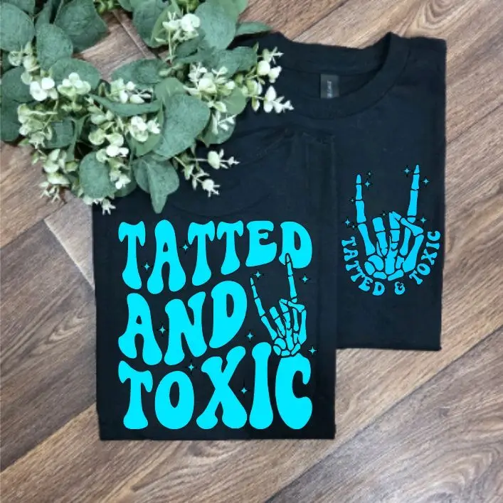 Women's Tatted & Toxic Trendy T-Shirt with Popular Tattoo Designs Womenswear Top Tshirt Summer Shortsleeve