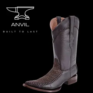 Genuine Braided Bullneck Boots on 3X Aladino  Brown